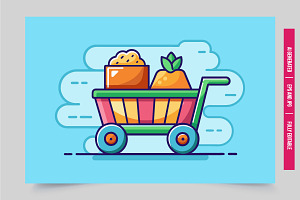 Green cart orange produce, an Illustration by Tanuart