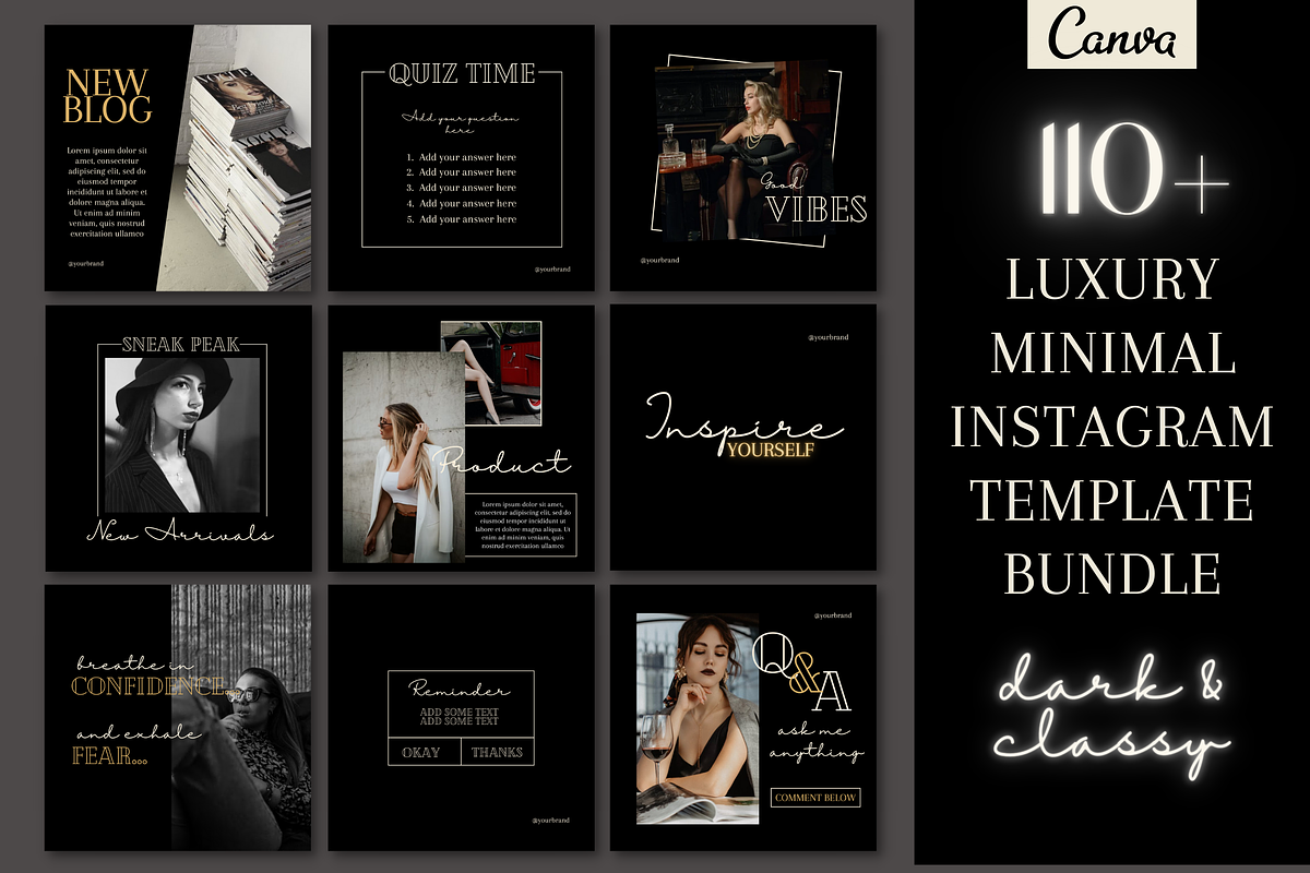Luxe Dark Minimal Instagram Template, a Social Media Template by Faytemplates (Photo 1 of 10)