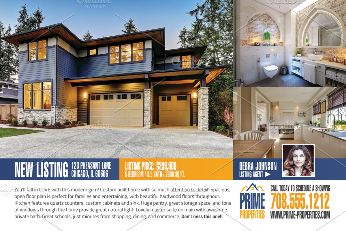 Real Estate Listing Postcard, a Card Template by Nate Bartlett Design (Photo 3 of 4)