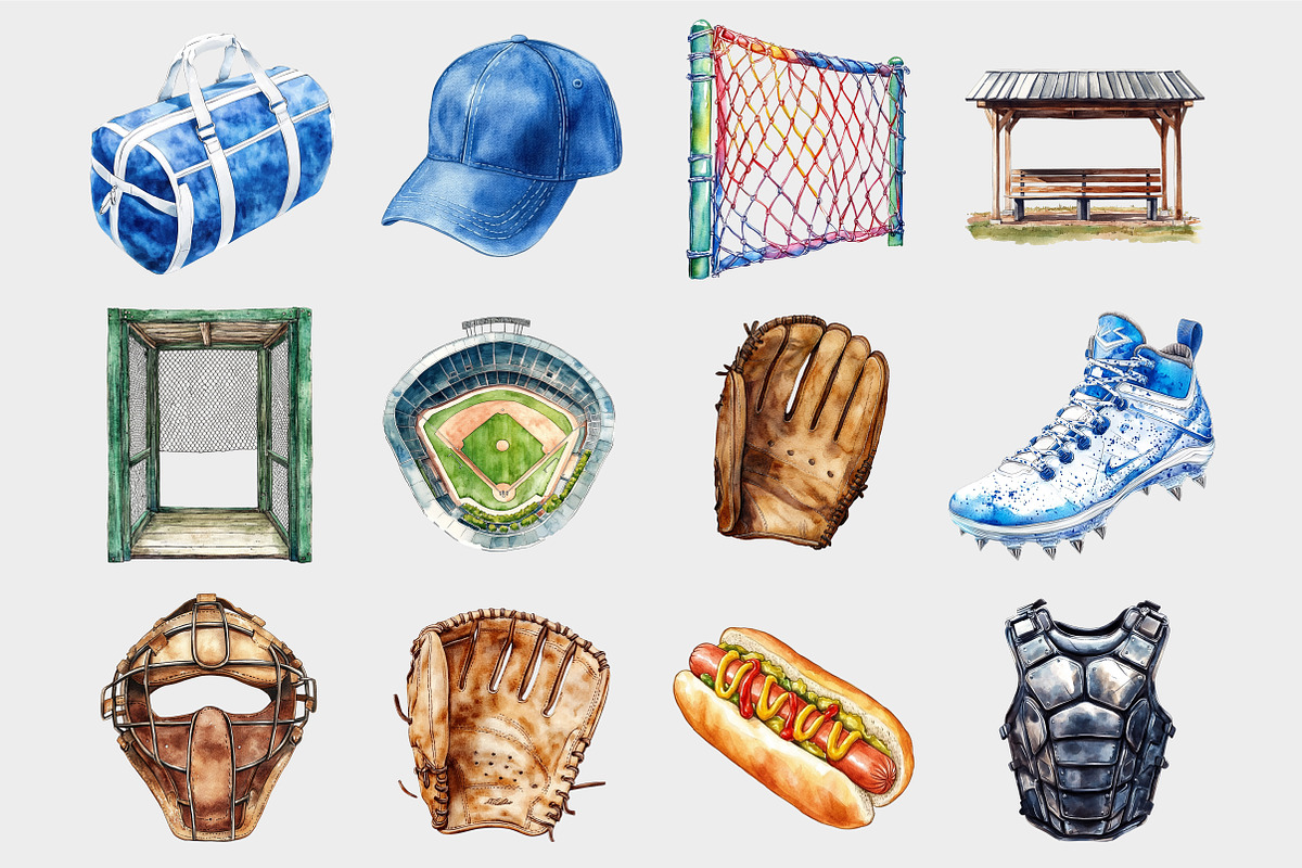 Watercolor Baseball Clipart, a Seasonal Illustration by Design Market (Photo 4 of 5)
