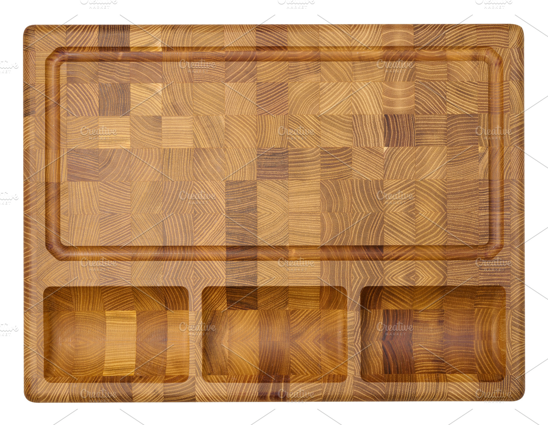 Rectangular cutting board made from end grain oak wood, isolated, a Food & Drink Photo by ndanko