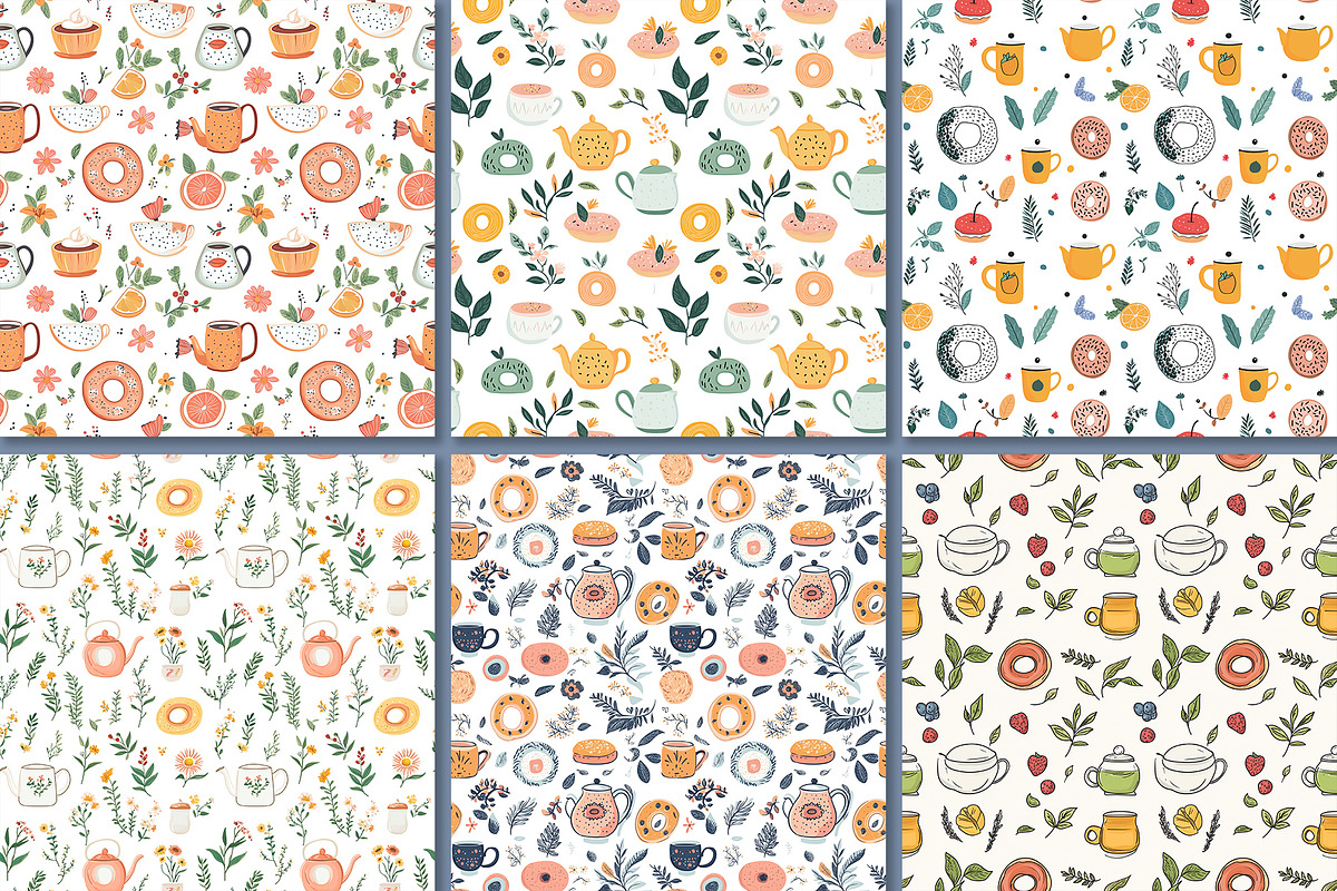 Tea and sweet seamless patterns, a Pattern Graphic by AnastasiyaOleynik (Photo 5 of 7)