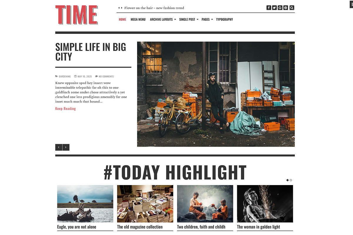 TimeNews - Publisher, Magazine Theme, a WordPress Template by AliThemes (Photo 1 of 2)
