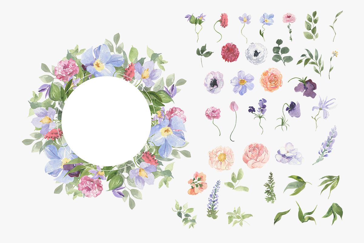 Spring bouquet watercolor clipart, a Decorative Illustration by Love Watercolor Store (Photo 7 of 9)