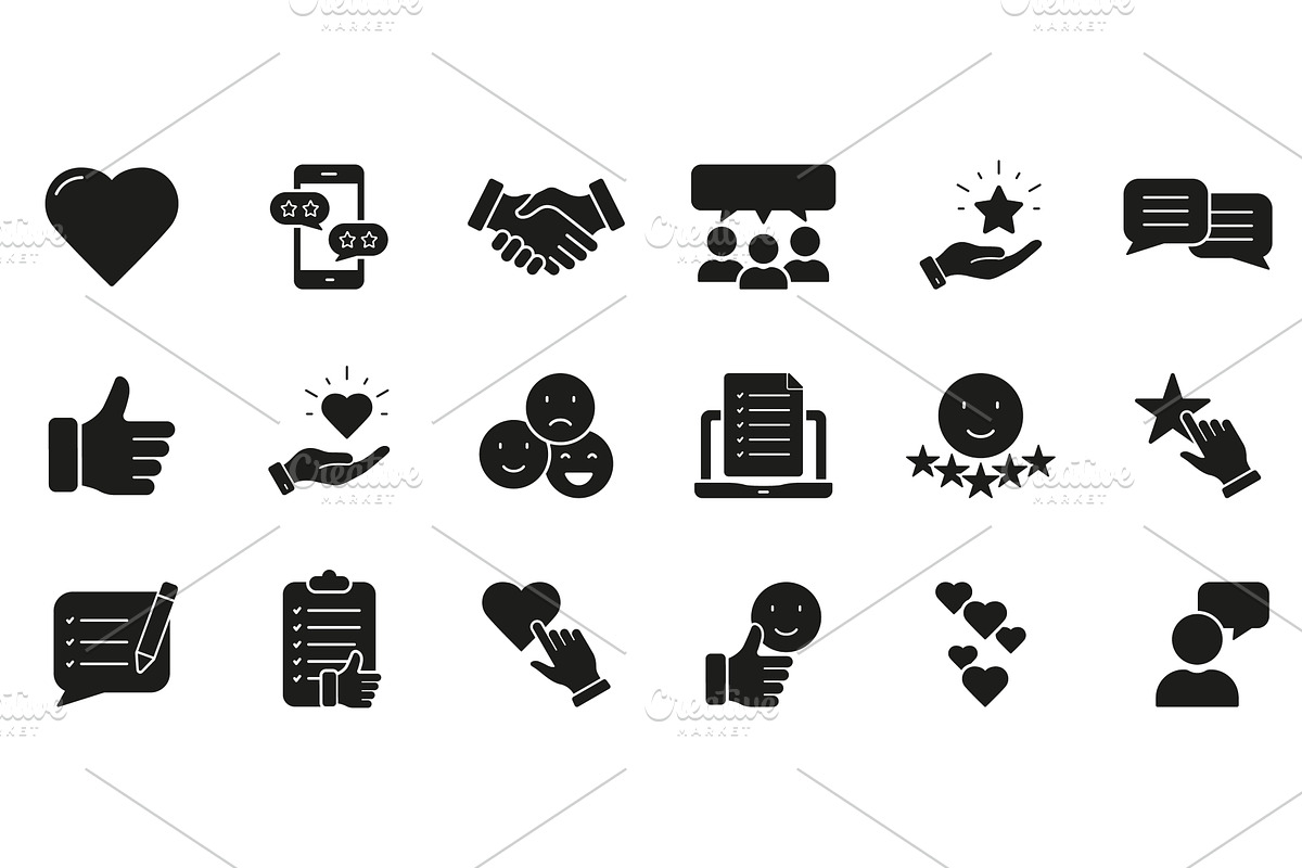 Feedback Silhouette Icon Set, an Object Illustration by Gentle Studio