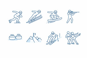 Winter sport competition icons featu, an Illustration by Dvoevnore photos
