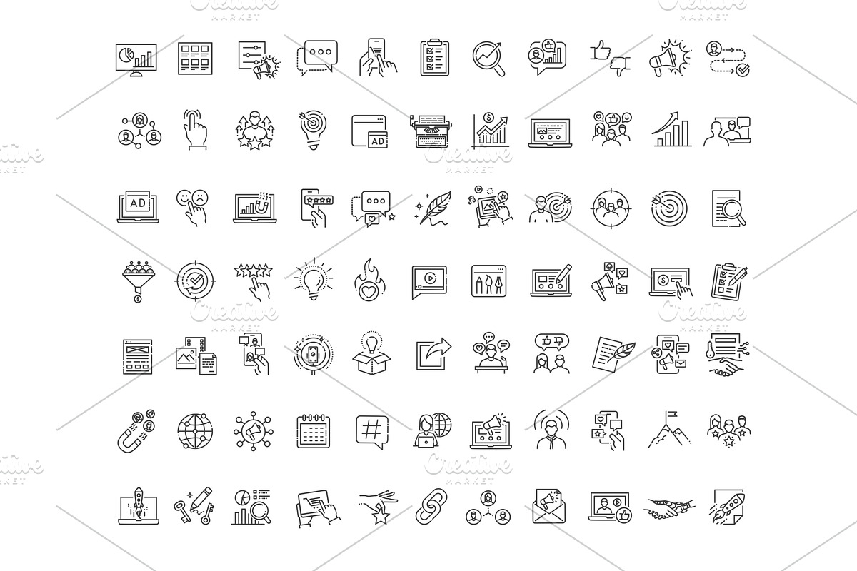 Social Media Advertising Icons, an Object Illustration by Tettygreen