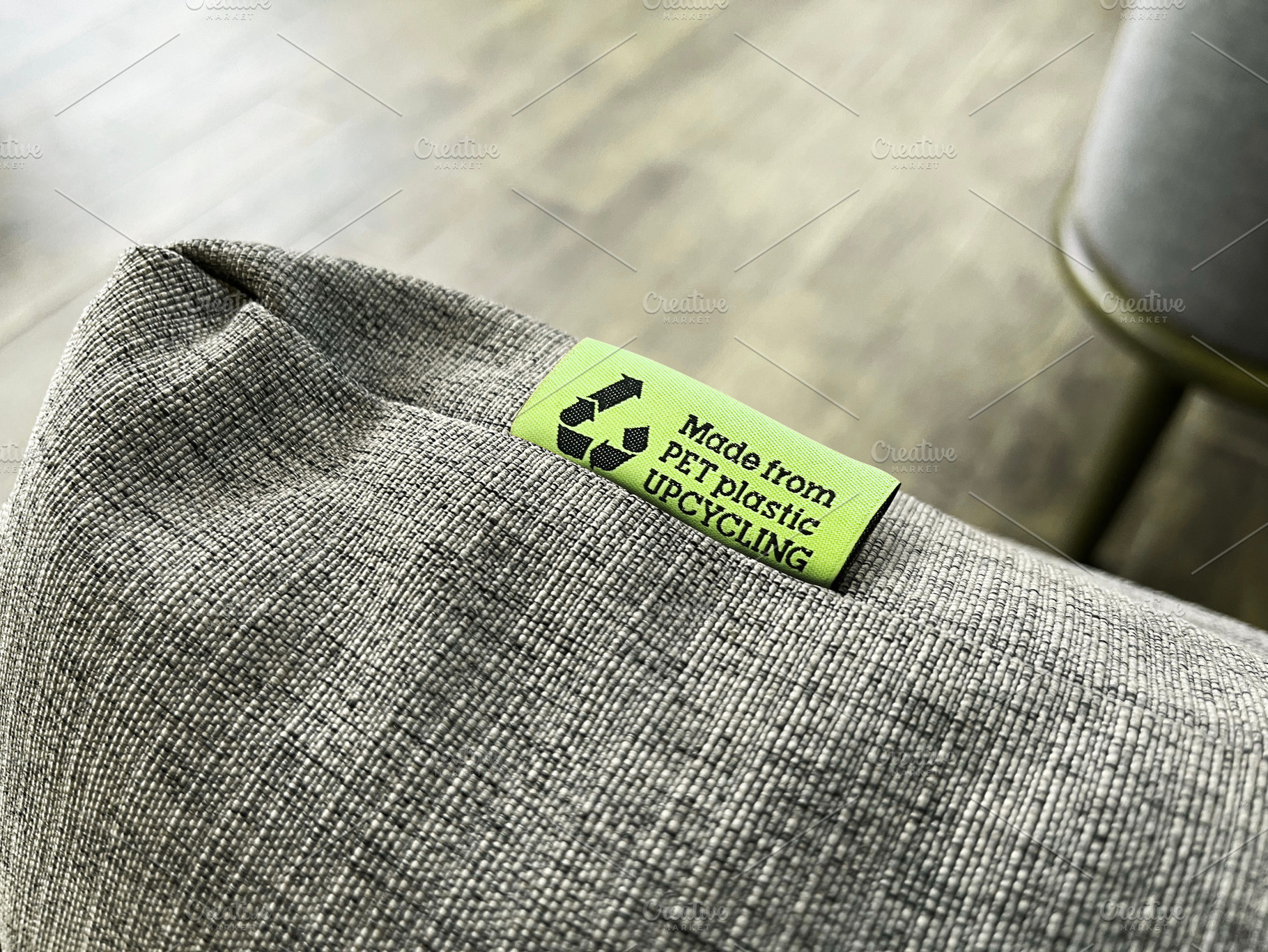 Eco-friendly textile product with a clear upcycling label, promo, a Business Photo by salmon.black