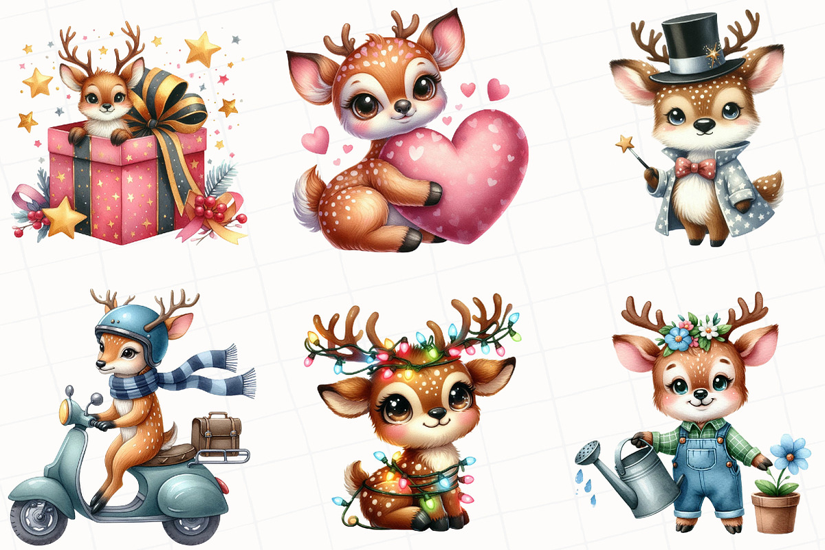 Watercolor Deer Sublimation Clipart, an Illustration by OK Design (Photo 3 of 5)