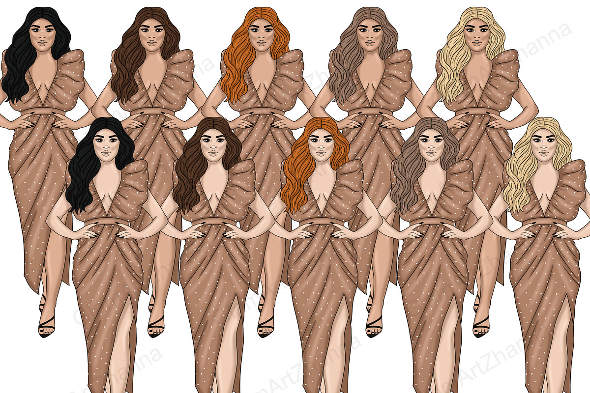 Fashion Girls Clipart, a Person Illustration by GlamArtZhanna (Photo 2 of 5)