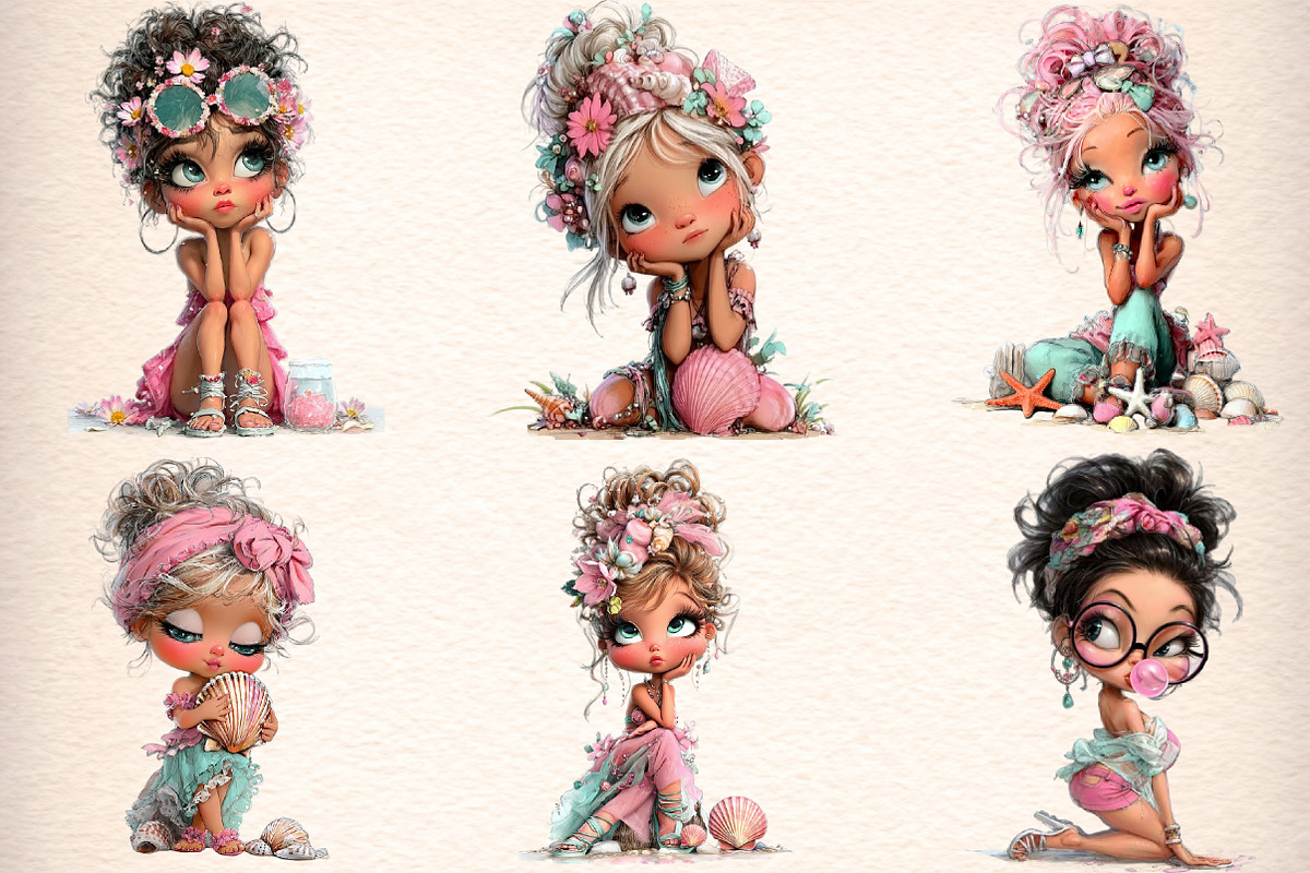 Whimsical Beach Girl Clipart, an Illustration by Digital Artistic99 (Photo 4 of 11)