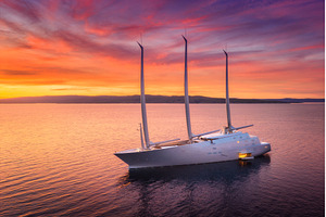 Aerial drone view of luxury sailing, a Transportation Photo by den-belitsky