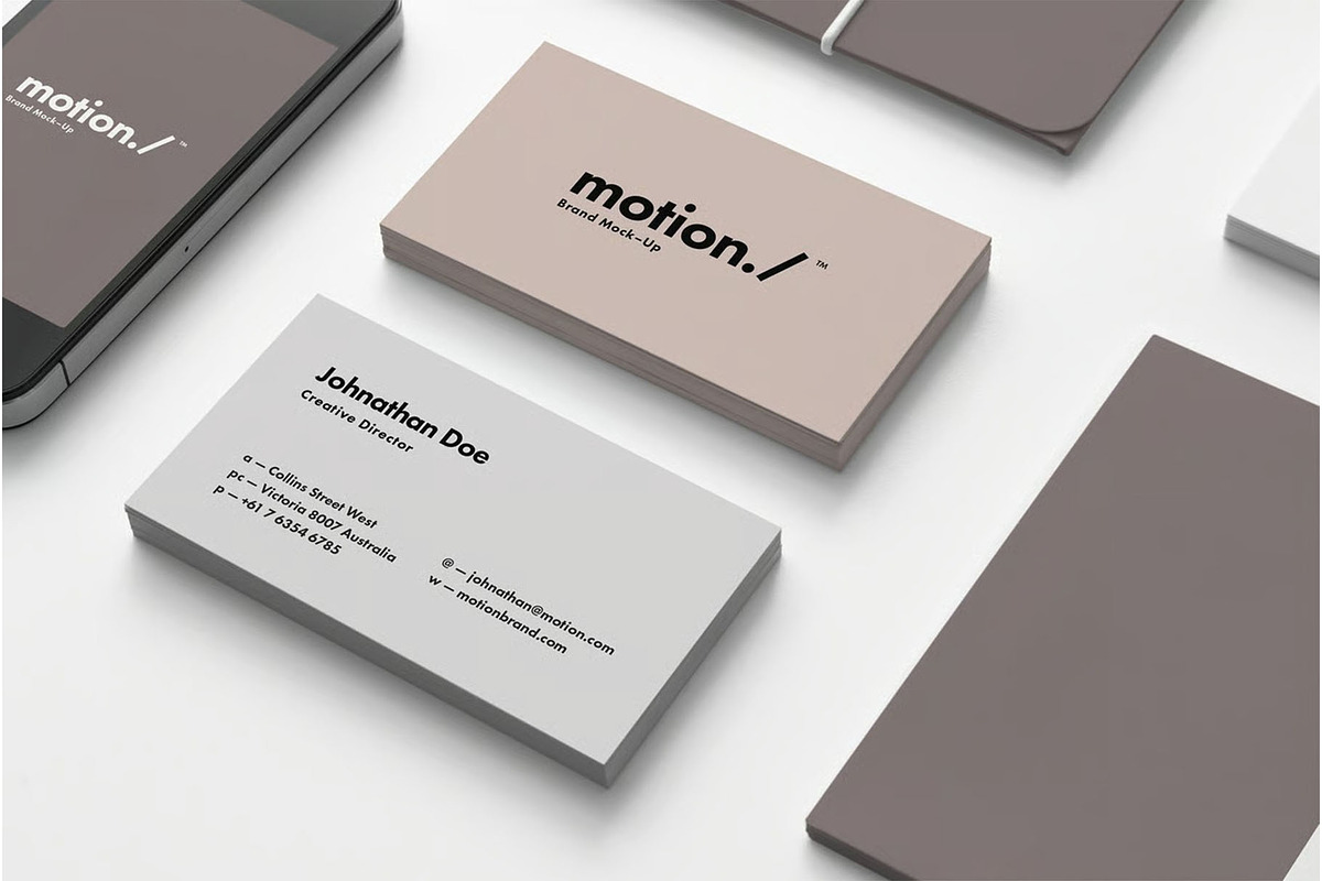 Motion Branding Print Pack Mockup, an Advertising Mockup by zippypixelstudio (Photo 3 of 9)