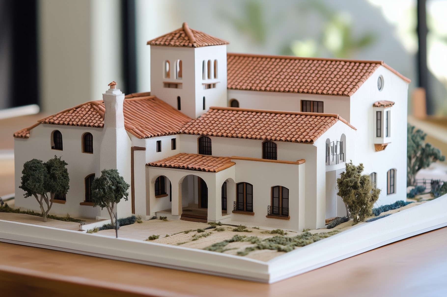 A detailed architectural model of a Mediterranean Spanish Colonial ...
