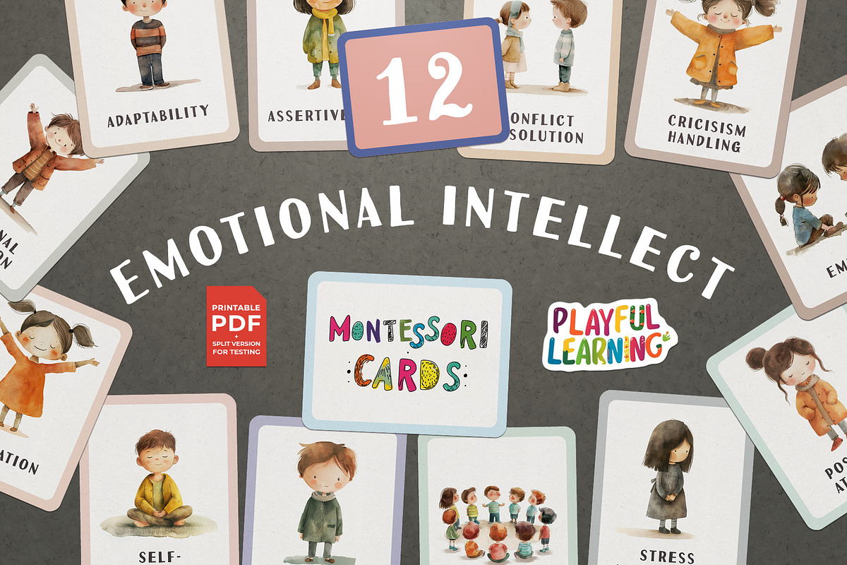 Emotional Intellect Montessori Cards, an Education Illustration by Pix Cafe (Photo 1 of 10)