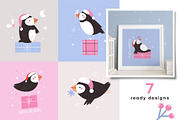 Christmas Puffins Clipart & Patterns, an Animal Illustration by danceyourlife (Thumbnail 5 of 7)