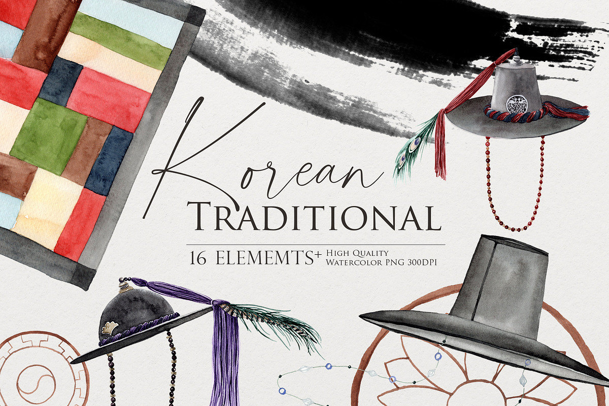 Watercolor clipart-Korean Traditions, an Illustration by Beigetime (Photo 1 of 10)