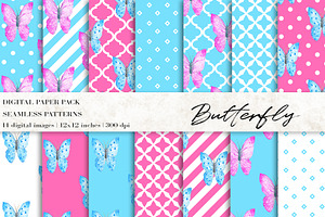 Watercolor Butterfly Digital Papers