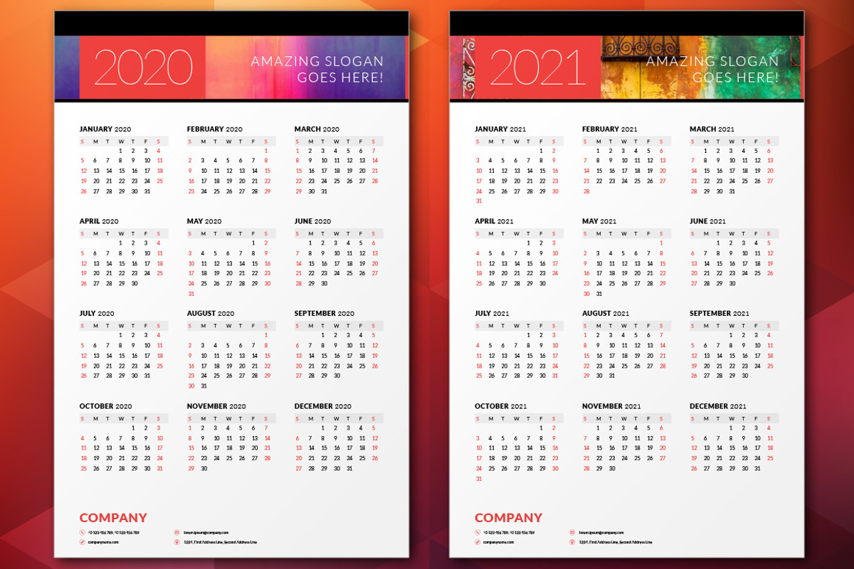 Wall Calendar 2020, a Stationery Template by AntartStock (Photo 6 of 6)