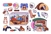 Cute hamster equipment set, pattern, an Animal Illustration by PaperTrident (Thumbnail 1 of 5)