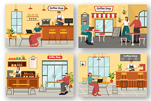 12 Coffee Shop Illustration