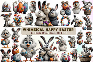 Whimsical Happy Easter Clipart, an Illustration by Sublimation Artist