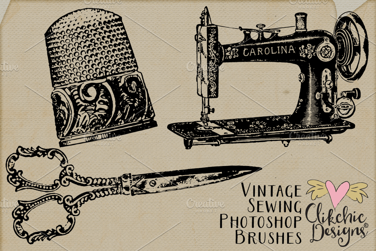 Vintage Sewing Photoshop Brushes preview 7
