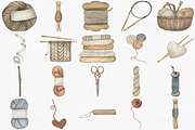 Watercolor Knitting Clipart Set, an Illustration by CropUp Creative (Thumbnail 2 of 4)