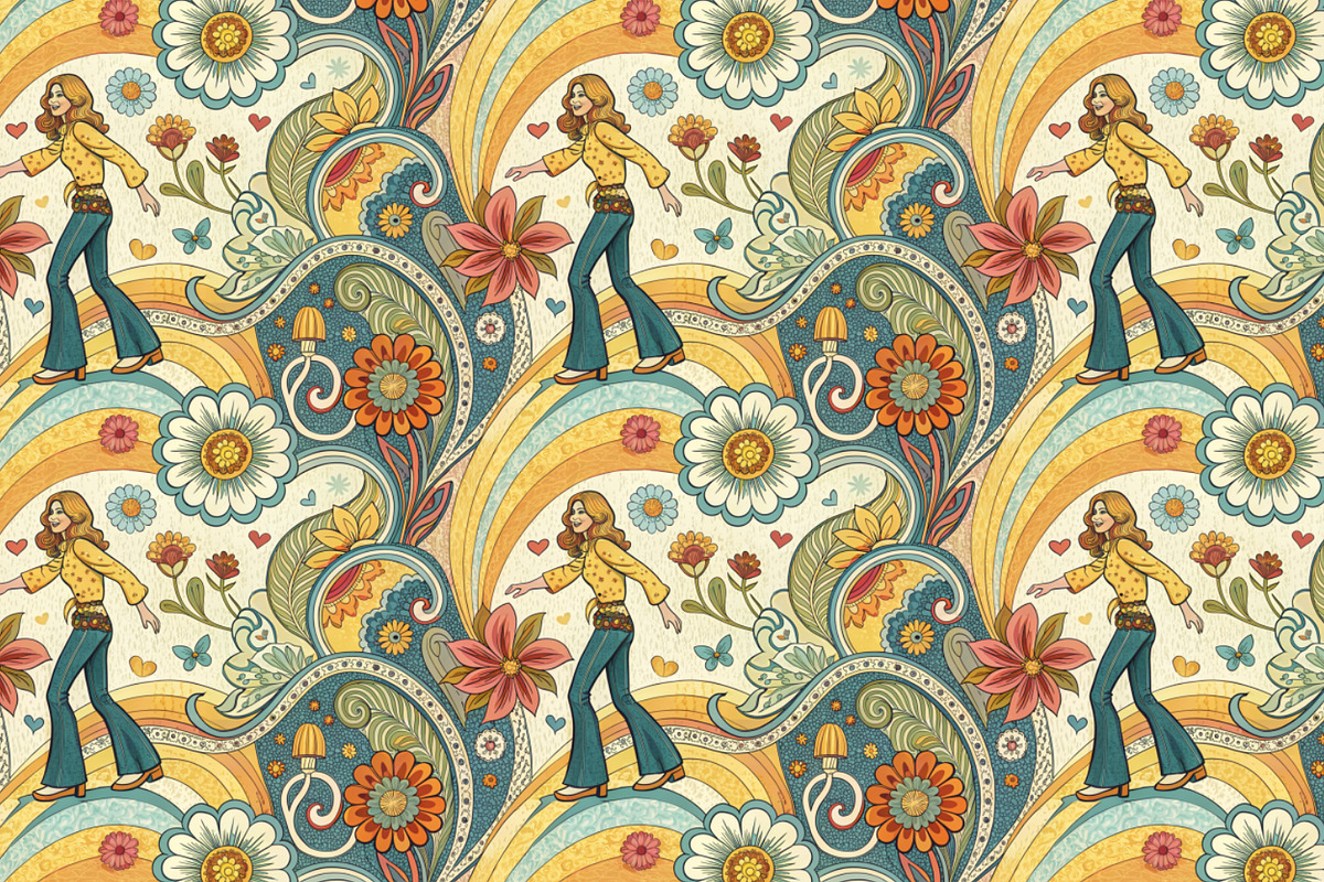 A set of seamless patterns of 70s., a Pattern Graphic by Designs by Helen Trupak (Photo 8 of 8)