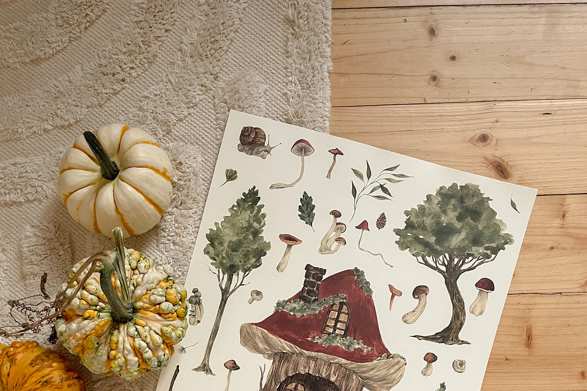 MUSHROOMCORE watercolor forest, a Seasonal Illustration by LiChu Art (Photo 14 of 17)