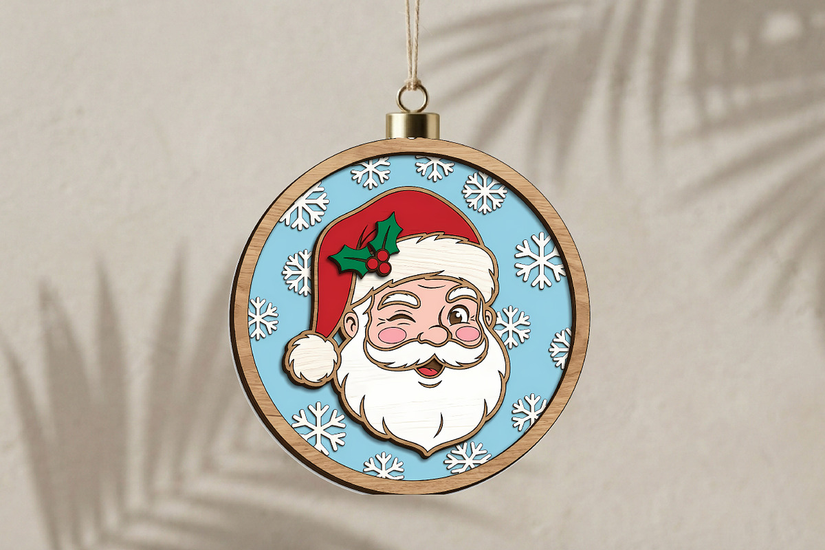 Winking Santa Claus Ornament SVG, a Seasonal Illustration by CrexoraLab (Photo 3 of 3)