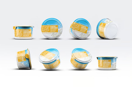 Plastic Container for Dairy Mock-Up, a Packaging Mockup by Se٧enStudio