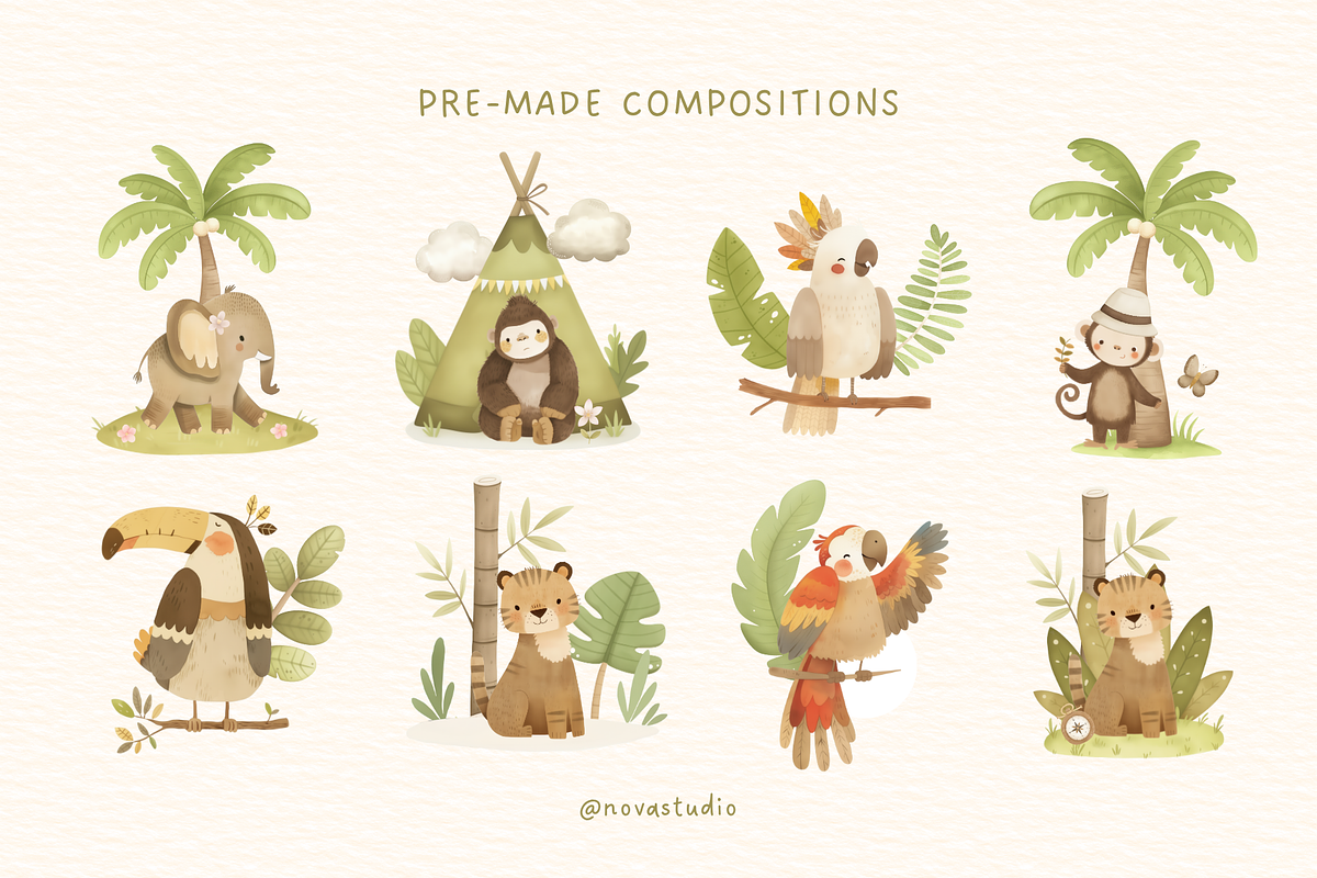 Jungle Friends Adventure – Clipart, an Animal Illustration by Nova Studio (Photo 8 of 11)