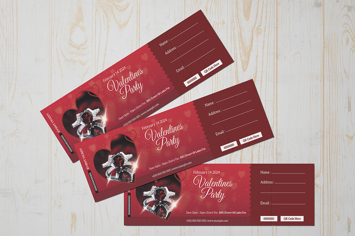 Valentines Day Party Ticket, a Stationery Template by Template Shop (Photo 2 of 4)