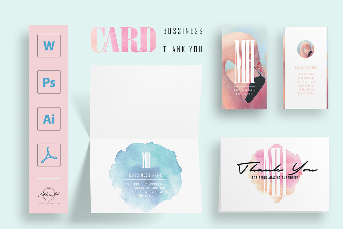 Flamingo Pack Card Template, a Business Card Template by MH Design Template (Photo 1 of 6)