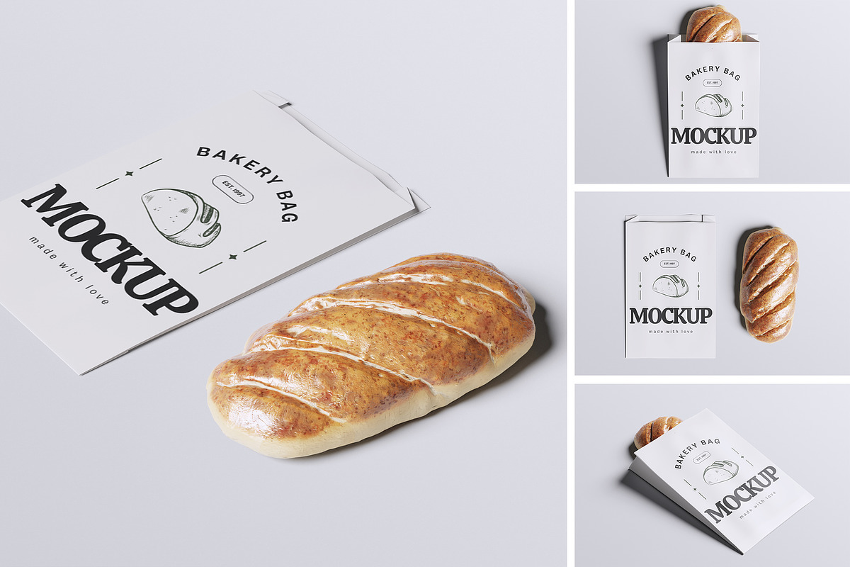 Bakery Bag Mockup, an Advertising Mockup by HanaSaka_Studio (Photo 1 of 5)