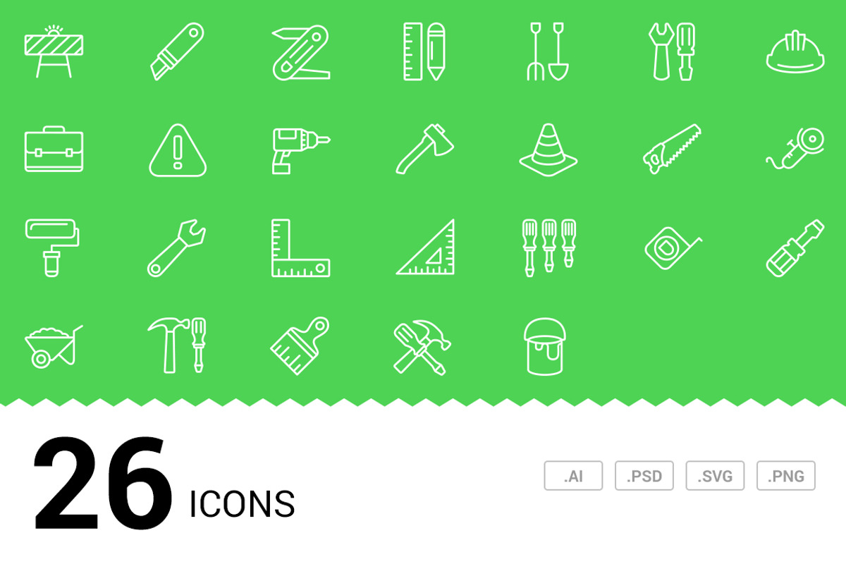 Construction - Vector Line Icons, an Outline Icon by atifarshad