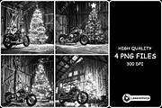 Rustic Barn Big Bike Christmas Tree, a Background Graphic by LaseredNinja (Thumbnail 1 of 7)