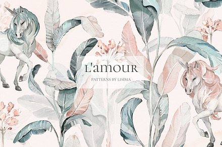 Fantasy Pattern with tropical leaves