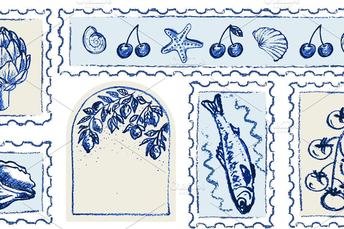 Hand drawn Amalfi coast postage, a Food Illustration by Zimages (Photo 2 of 3)