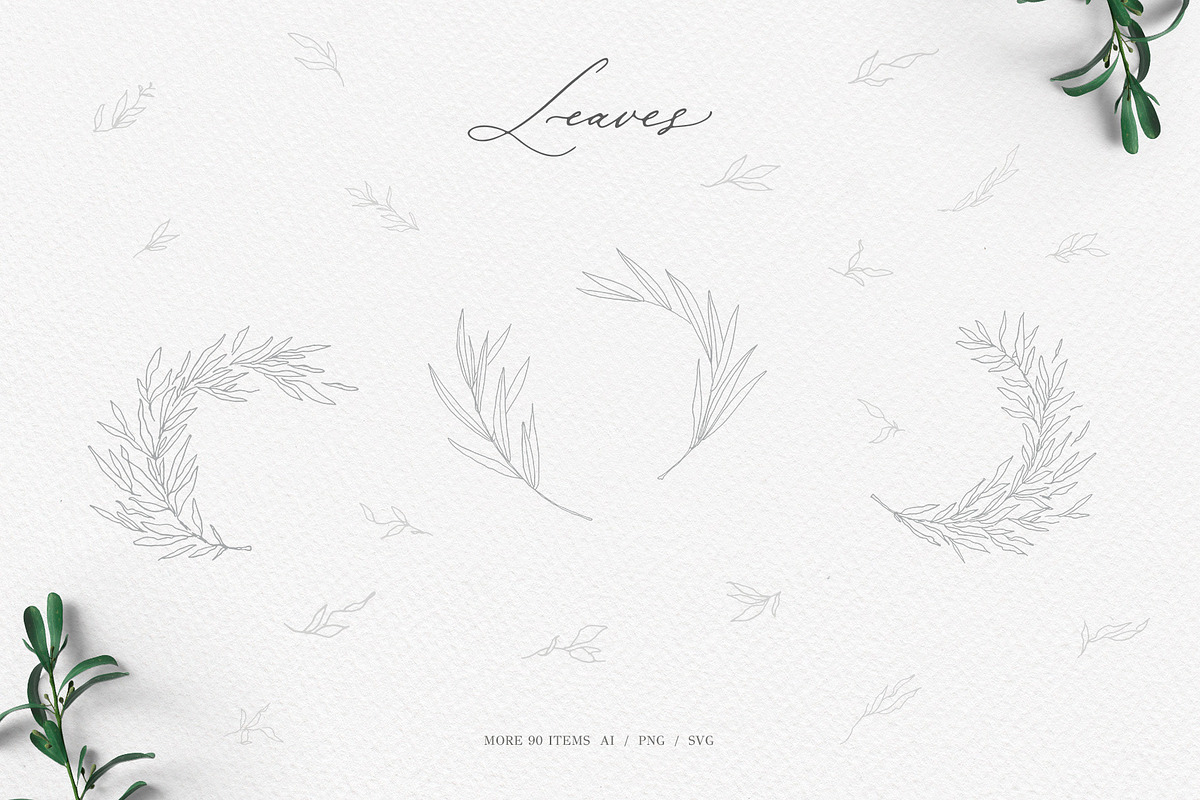 Olive leaves. Laurel frame & wreath, a Decorative Illustration by Summer Nightingale Art (Photo 8 of 15)