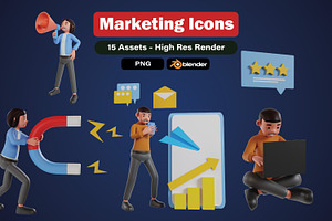 Marketing E-commerce 3d Icons