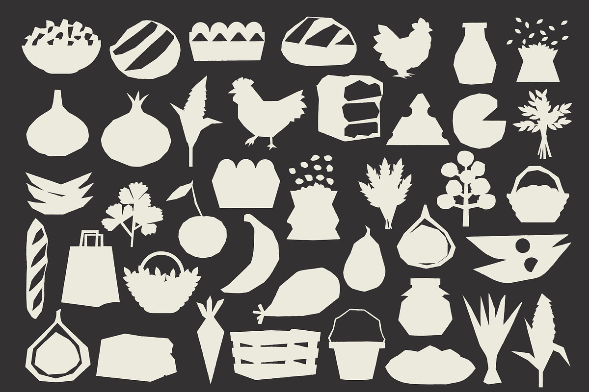 Market Cutouts: 130 Textured Shapes, a Food Illustration by Veyla (Photo 4 of 15)