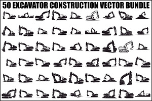 Excavator Construction Vector Bundle, an Illustration by Amazin_art