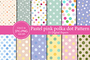 Pastel pink polka dot Pattern, an Illustration by Designworld (Thumbnail 1 of 4)