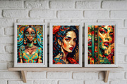 Colorful Abstract Women Wall Art, a Wallpaper Graphic by Helospace (Thumbnail 2 of 10)