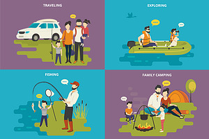 Family flat illustrations set #22