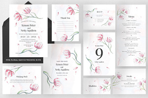 Pink Floral Sketch Wedding Suite, an Invitation Template by Azka Creative