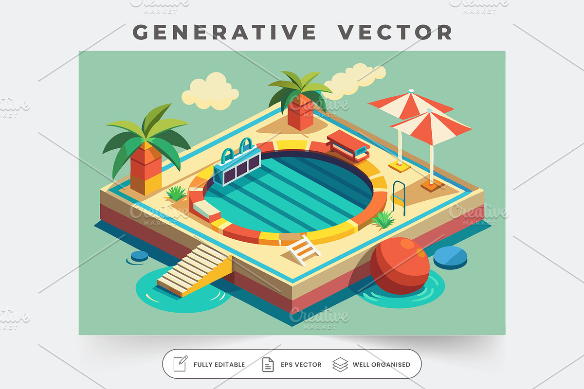 A vibrant swimming pool area feature, a Graphic by SouravDesign