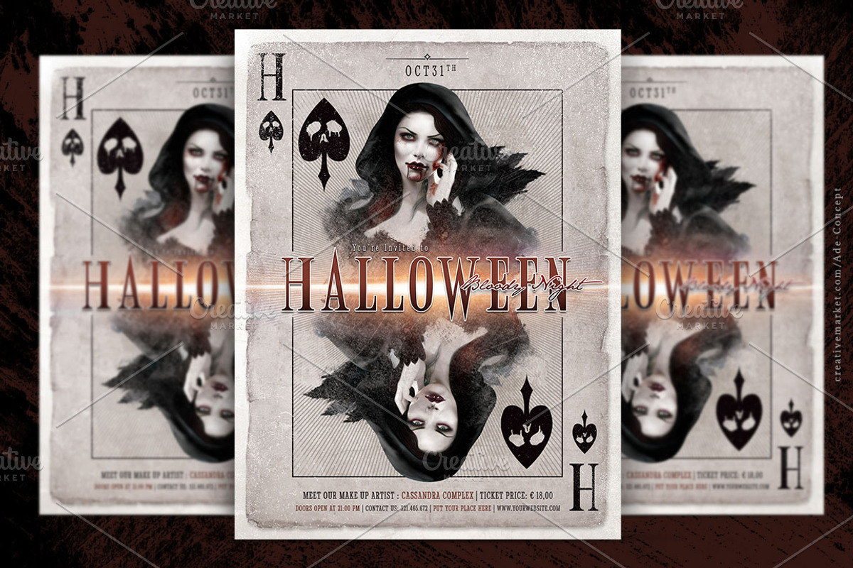 Halloween Play Card Party Flyer, a Flyer Template by Ade Concept (Photo 1 of 5)